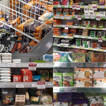 Meat and dairy free products and brands being sold in UK supermarket chains